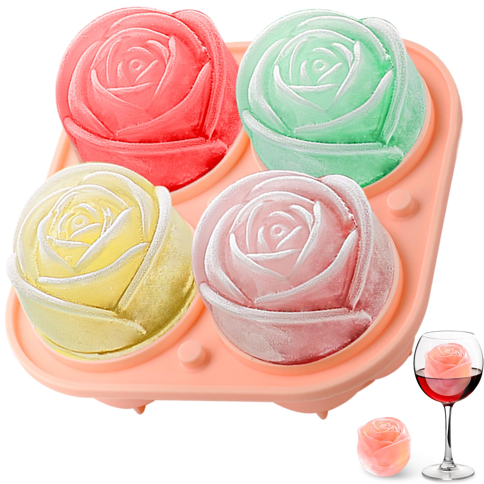 3D Printing With Silicone - 3D Rose Silicone Ice Molds 4-Hole