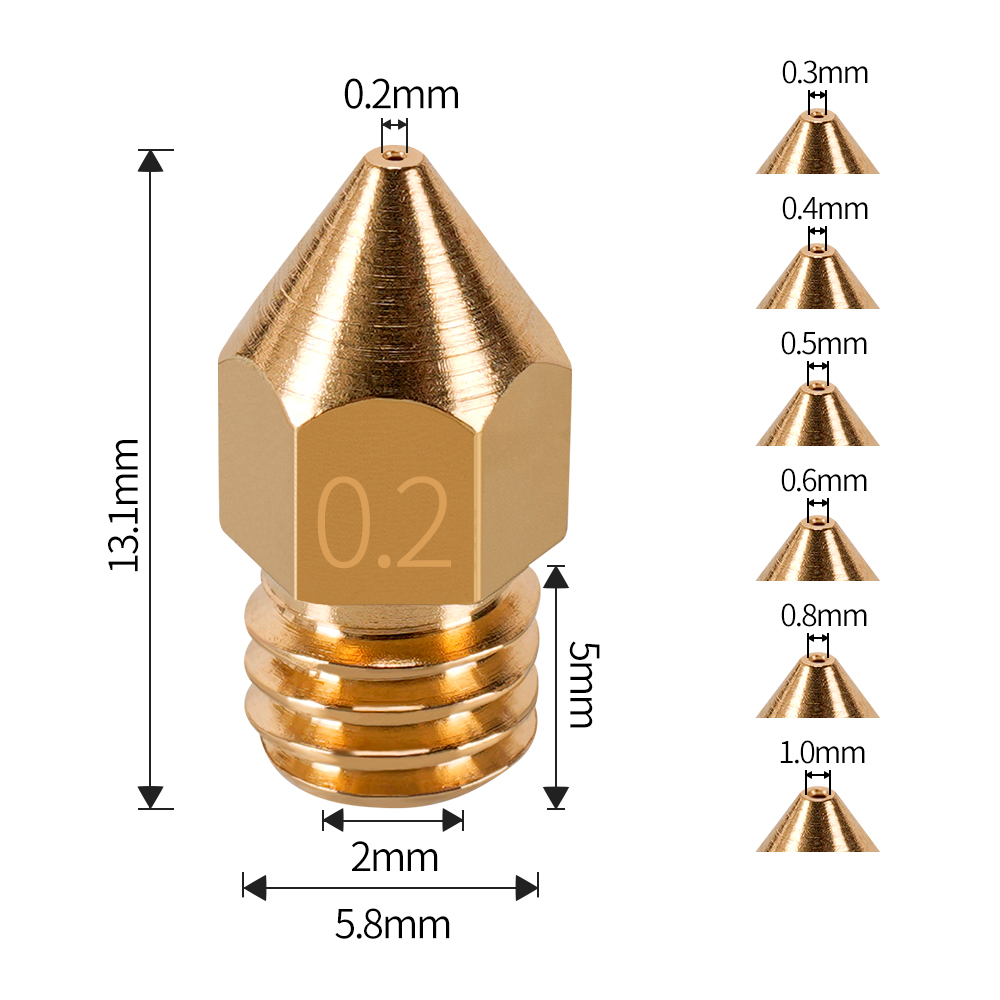 MK7 MK8 Nozzle 0.4mm 0.3mm 0.2 - 3D Printer Nozzle Brass recension och pris