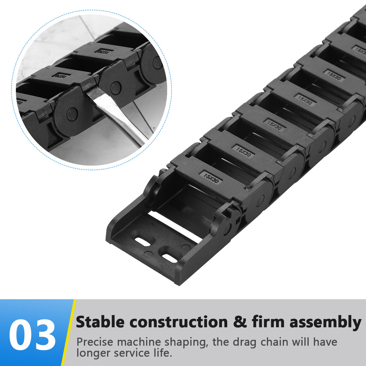 1M Black Plastic Cable Carrier - 3D Printing Cnc recension och pris