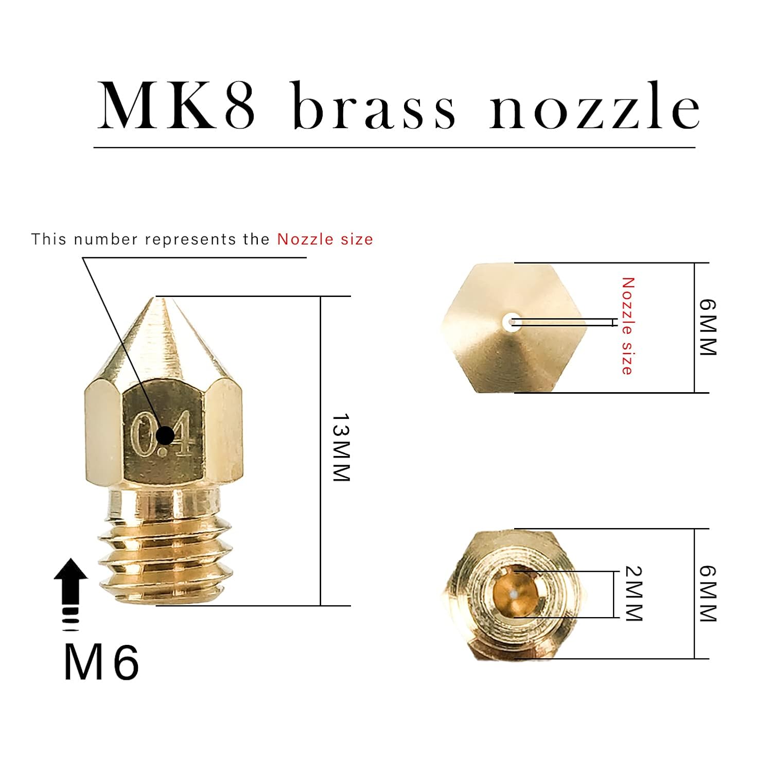 CREALITY 20 Pcs MK8 Brass Nozz - 3D Printer Nozzle Brass recension och pris