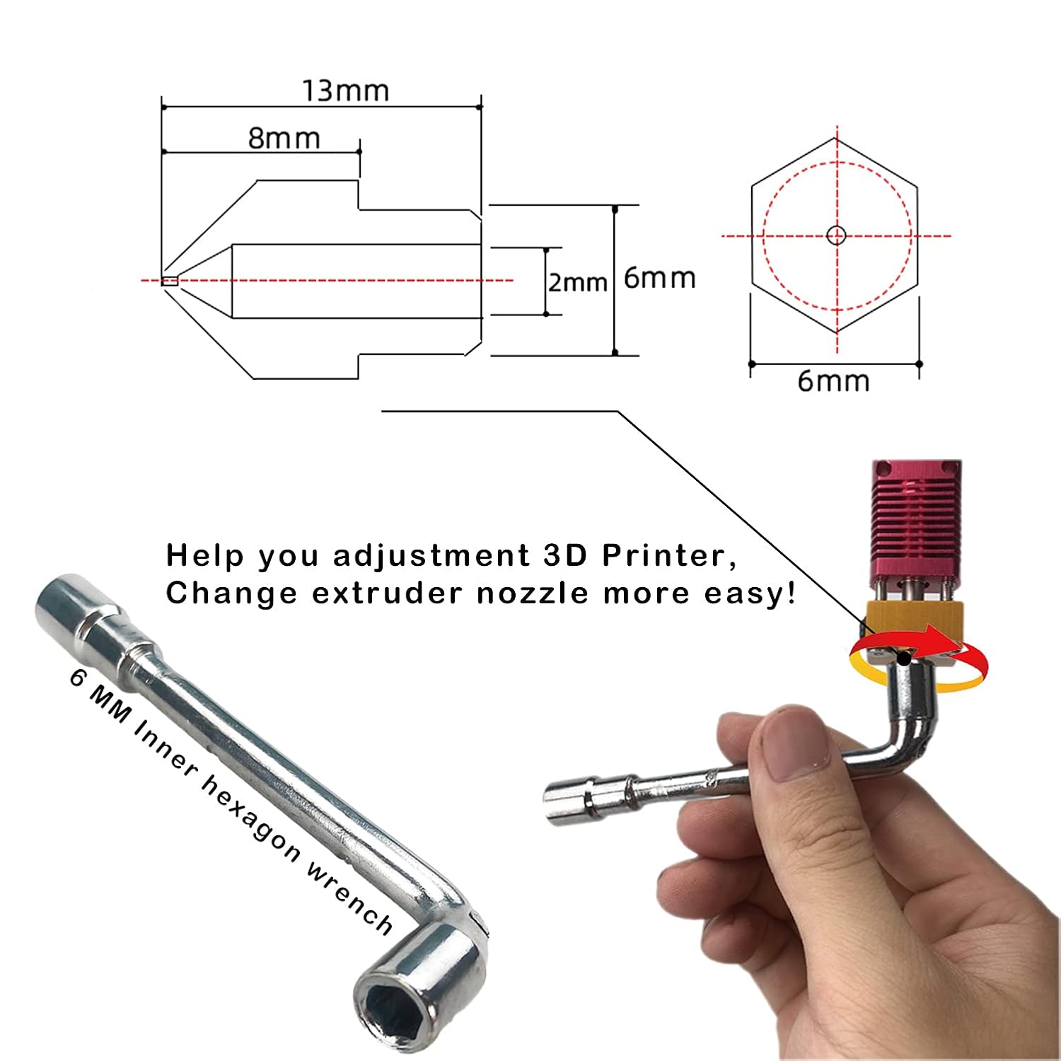 CREALITY 20 Pcs MK8 Brass Nozz - 3D Printer Nozzle Brass recension och pris