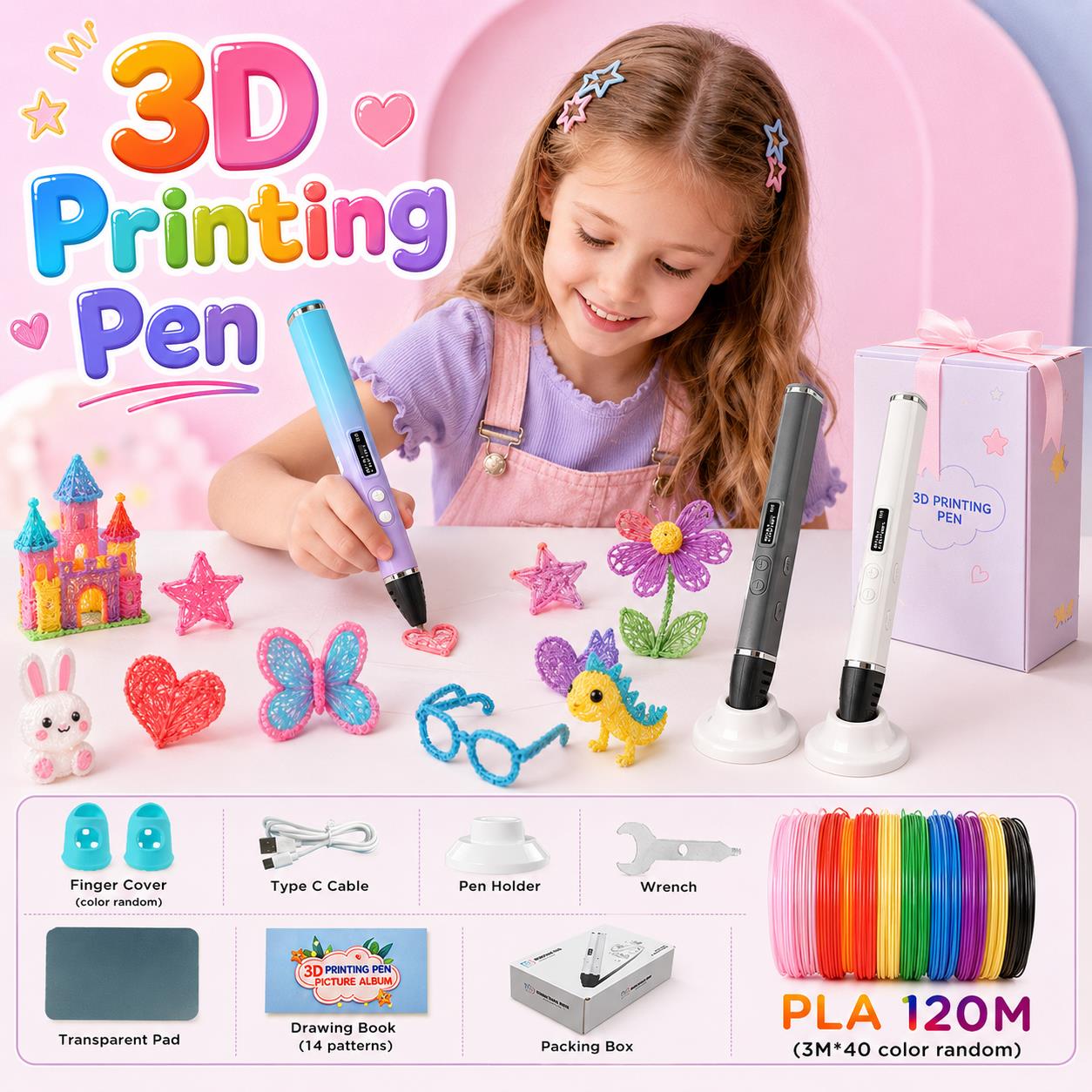 3D Printing Pen Kids with Type - Carbon Fiber Filament recension och pris