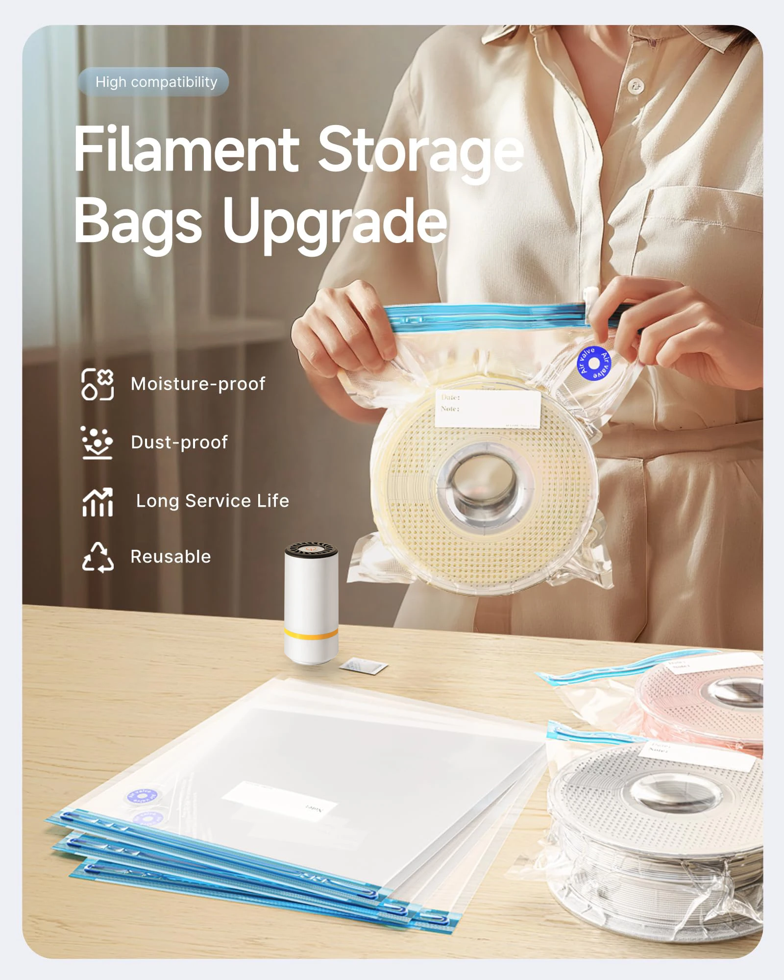 3D Printer Filament Vacuum Bag - Carbon Fiber Filament recension och pris
